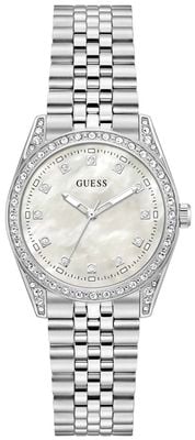 Guess Jada White Mother of Pearl Dial Silver-Tone Stainless Steel Bracelet GW1099L1