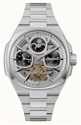 Ingersoll THE SPIRIT Automatic (46.7mm) Silver Skeleton Dial / Stainless Steel Bracelet I15802