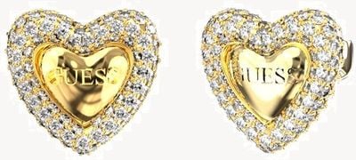 Guess Beloved Pave Heart Gold-Tone Stud Earrings UBE06096YG