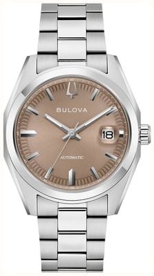 Bulova Surveyor Automatic (39mm) Brown Sunburst Dial / Stainless Steel Bracelet 96B470