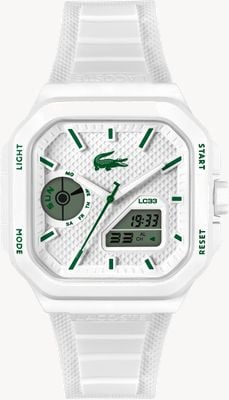Lacoste LC33 Square Multi-function (35mm) White Dial / White Silicone Strap 2011506