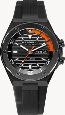 Herbelin Cap Camarat Diver Automatic (42mm) Black Dial / Black FKM Rubber Strap 1745N14CA
