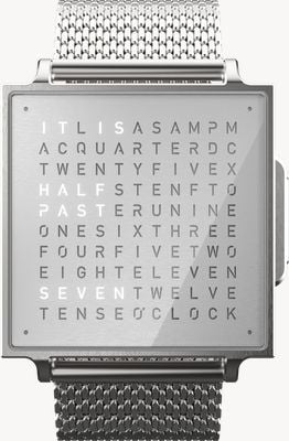 QLOCKTWO W Fine Steel - English (38mm) Silver Dial / Stainless Steel Bracelet QW38EN3BRBMBRN