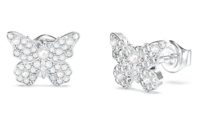 Guess UBE06127RH Pave Borboleta Silver Stud Earrings Jewellery