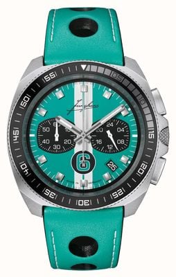 Junghans 1972 Chronoscope Sports Edition 2026 (43.3mm) Matte Turquoise Striped Dial / Turquoise Leather Strap 41/4558.00