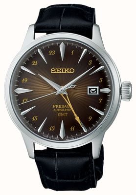 Seiko Presage ‘Rusty Nail’ Cocktail Time GMT (40.5mm) Brown Dial / Brown Leather Strap SSK039J1