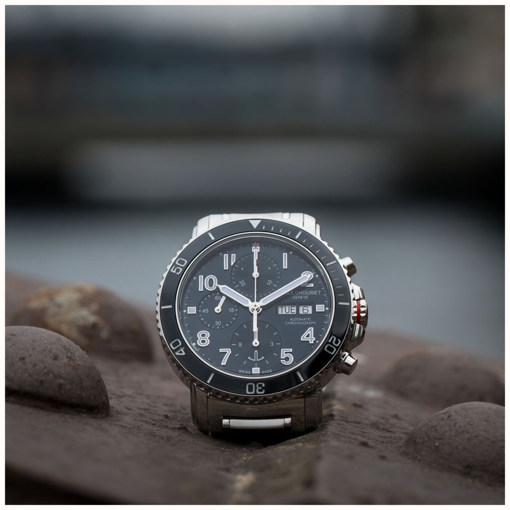 Emile Chouriet Challenger Deep Automatic Chronograph (43.5mm) Black Sunray Dial / Stainless Steel Bracelet 22.1169.G.6.AW.59.6 - alternate view 9