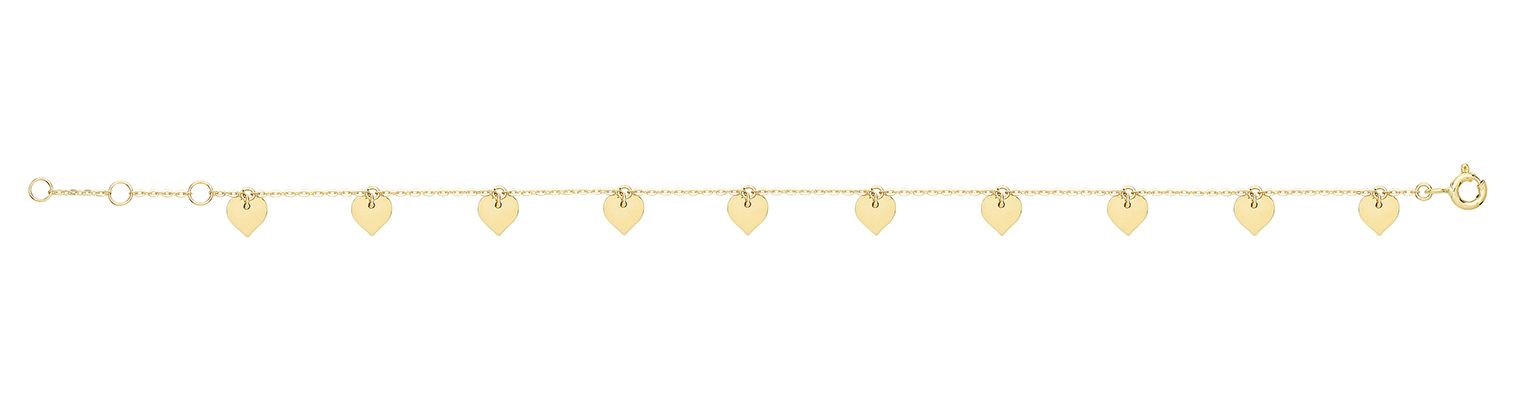 Treasure House BR627 Women's 9ct Yellow Gold Heart Charms Jewellery