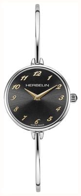 Herbelin Women's Fil (26mm) Black Dial / Stainless Steel Bangle Bracelet 17206B24T