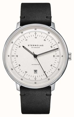 STERNGLAS Hamburg Automatic (42mm) Silver-Satined Dial / Vintage Mocha Leather Strap S02-HH10-VI15