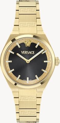 Versace V-AURIA (35mm) Black Dial / Gold PVD Stainless Steel Bracelet VE5E00526