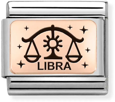 Nomination Classic Libra 9ct Rose Gold & Steel Charm 430112/07