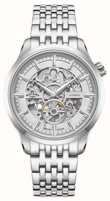 Rotary Skeleton Automatic (42mm) Silver Dial / Stainless Steel Bracelet GB02945/06