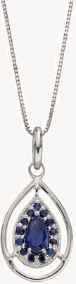 Elements Gold 9ct White gold Sapphire Tear Drop Pend GP2271L