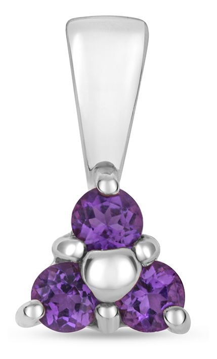 James Moore TH PD230WA White Gold Amethyst 3 Stone Pendant Jewellery
