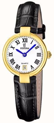 Festina Mademoiselle Quartz (26mm) White Dial / Black Leather Strap F20783/1