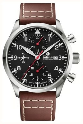 Tutima Glashütte Flieger Legacy T5 Automatic Chronograph (41mm) Black Dial / Brown Horween Leather Strap 6405-01