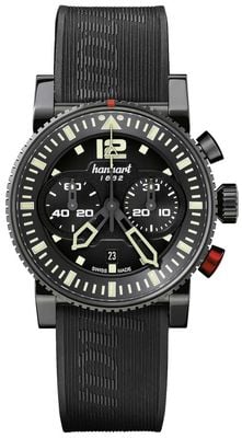 Hanhart PRIMUS Pilot Automatic Chronograph (44mm) Black Dial / Black Rubber Strap - M 740.510-1020
