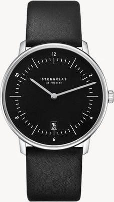 STERNGLAS Naos Quartz (38mm) Piano Black Dial / Premium Black Leather Strap S01-NA53-PR07