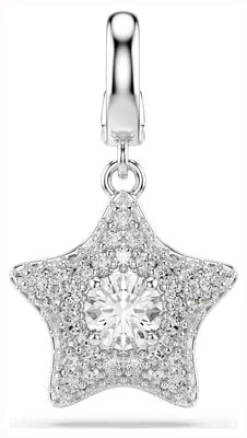 Swarovski Sublima charm Round cut, Star, White, Rhodium plated 5760562