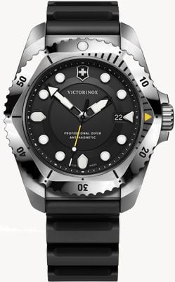 Victorinox Dive Pro Quartz (43mm) Black Dial / Black Rubber Strap Watch 241990