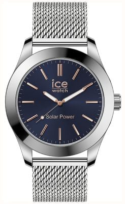 Ice-Watch Men's ICE Steel Solar (40mm) Dark Blue Dial / Stainless Steel Mesh Bracelet 23794