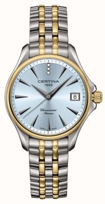 Certina DS Action Lady Diamonds (33.8mm) Light Blue Dial / Two-Tone Titanium Bracelet C0320514404600