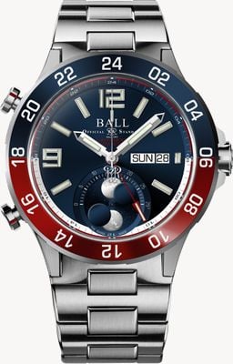 Ball Watch Company Roadmaster Marine GMT Moon-Phase (42mm) Blue Dial / Titanium & Stainless Steel Bracelet DG3220A-S1CJ-BE