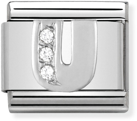 Nomination Classic Letter U Sterling Silver & Steel Cubic Zirconia Charm 330301/21