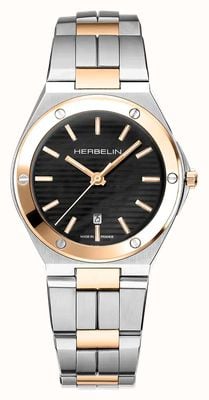 Herbelin Cap Camarat Quartz (33mm) Black Mother of Pearl Dial / Two-Tone Stainless Steel Bracelet 14545BTR49