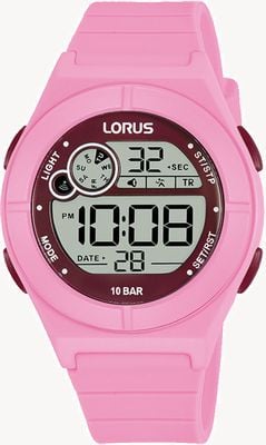 Lorus Kid's Digital Multi-Function 100m (36mm) Purple Digital Dial / Pink Silicone R2367NX9