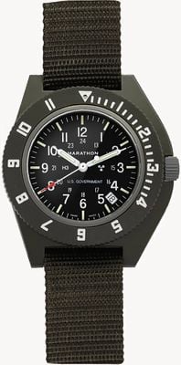Marathon NAV-D Sage Green Navigator Date Quartz US Government (41mm) Black Dial / Green Ballistic Nato Strap WW194013SG-0002