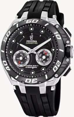 Festina Chrono Bike Connected Hybrid Smartwatch (46mm) Black Dial / Black Rubber Strap F20763/3