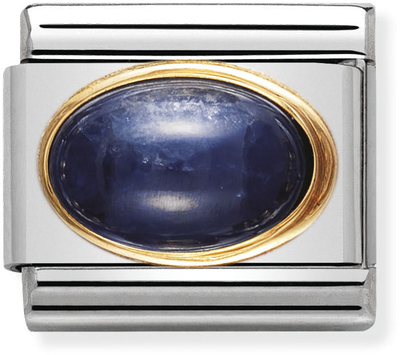 Nomination Classic OVAL STONES In Stainless Steel With 18ct Gold SAPPHIRE Charm 030504/08