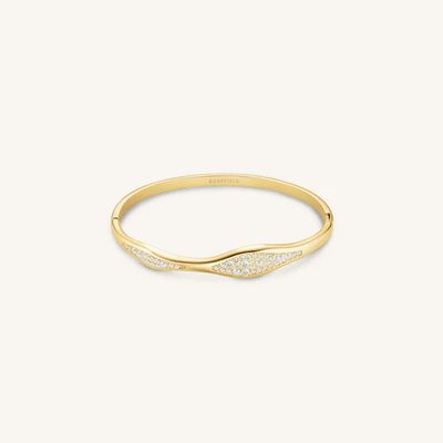 Rosefield Jewellery Pave Wave white Stone Gold Bangle JBPWG-J1235