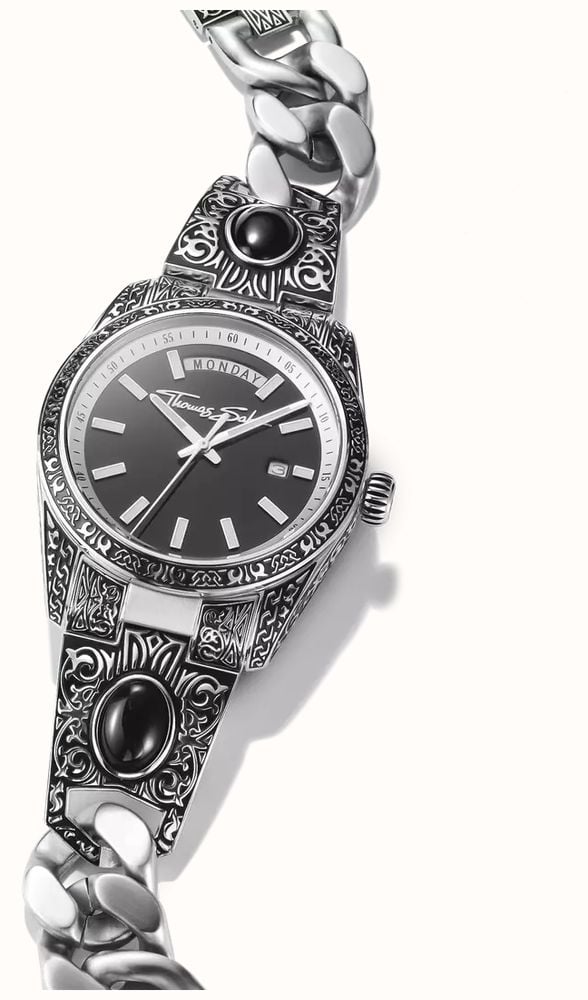 Thomas Sabo Watch With Western-style Ornaments And Onyx With Patterned Bracelet WA0457-201-203-40 - alternate view 2