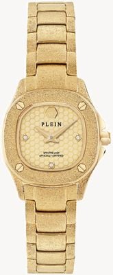 Philipp Plein THE $PECTRE LADY MINI (23mm) Gold Dial / Frosted Gold PVD Stainless Steel Bracelet PW5FA0225