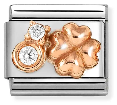 Nomination Classic Four-Leaf Clover Rose Gold & Steel Charm 430305/52
