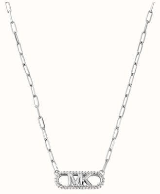 Michael Kors KORS MK Crystal-Set Sterling Silver Logo Pendant Necklace MKC1655CZ040