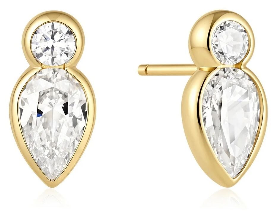 Ania Haie E076-04G Gold Bezel Inverted Teardrop & Round Stud Jewellery