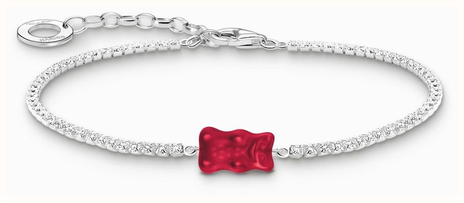 Thomas Sabo x HARIBO Red Goldbear White Zirconia Sterling Silver Tennis Bracelet 19cm A2187-052-10-L19V