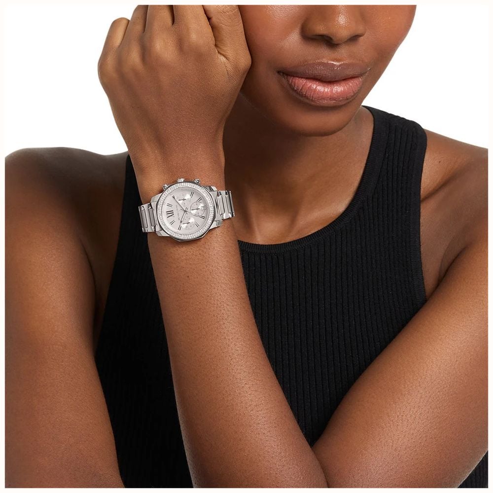 Michael Kors Prescott Ladies Silver Tone chronograph with crystals Watch MK7683 - alternate view 3