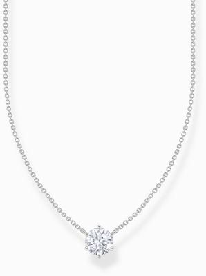 Thomas Sabo White Zirconia Solitaire Sterling Silver Necklace 45cm KE2210-051-14-L45V