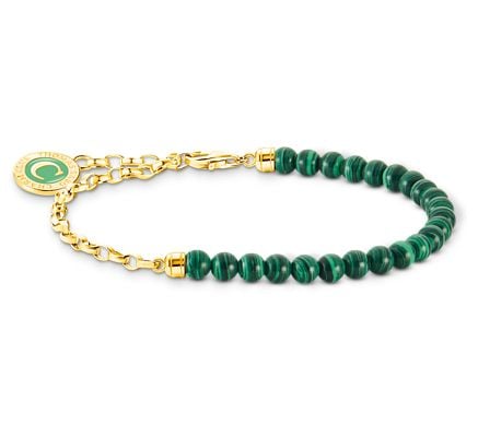 Thomas Sabo A2130-140-6-L17V Yellow Gold Plated Green Beads Jewellery