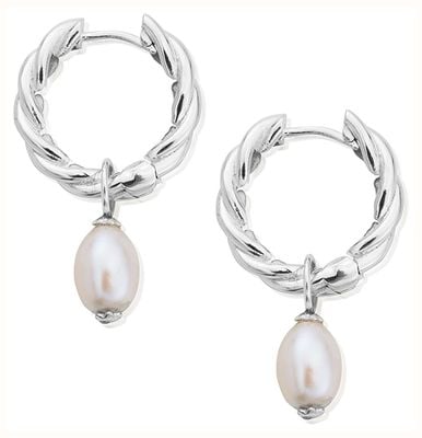 ChloBo TREASURES OF BALI Ocean Freshwater Pearl Hoop Earrings - 925 Sterling Silver SEHLP