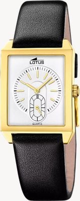 Lotus Square Series Small-Seconds Quartz (33.5mm) Silver Dial / Black Leather Strap 19079/1