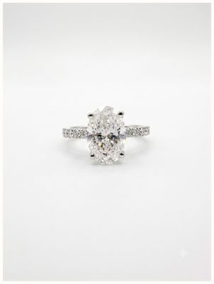 Platinum Lab Grown Oval Diamond 1.50ct D Vs2 1.93ct Total J20894