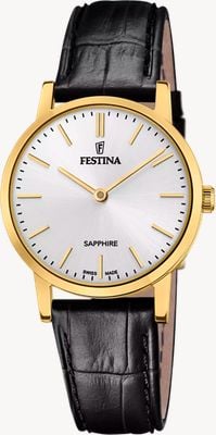Festina Swiss Made Classic Quartz (29.3mm) Silver Dial / Black Leather Strap F20017/1