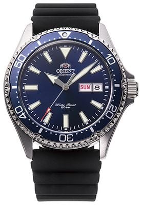 Orient Mako III Day-Date Automatic (41.8mm) Blue Dial / Black Silicone Strap RA-AA0006L39B