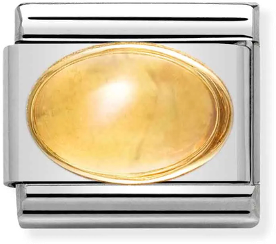 Nomination Classic OVAL STONES In Stainless Steel With 18ct Gold CITRINE Charm 030504/07
